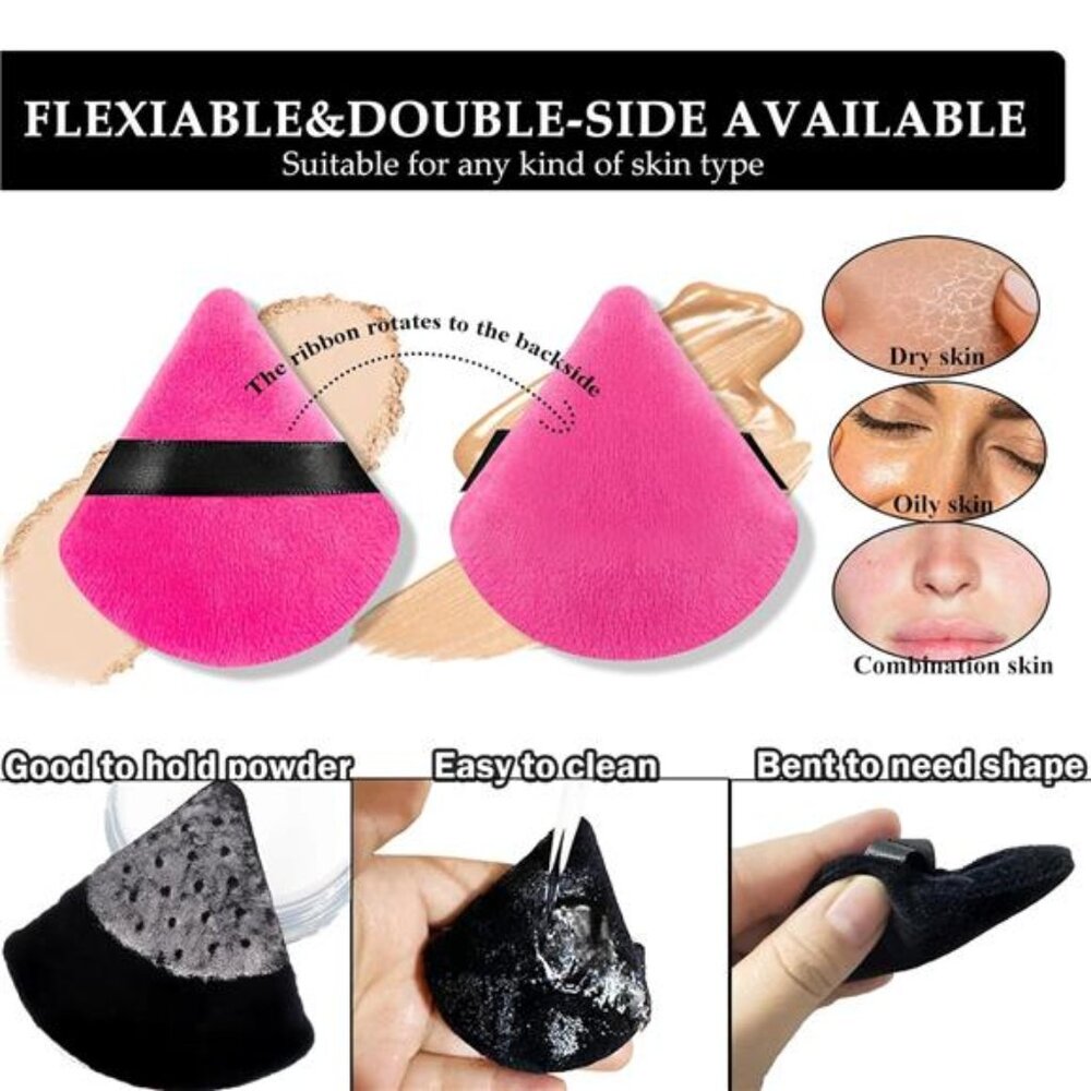 Powder Puffs for Face Powder 15 PCS Triangle Powder Puff Velvety Soft Reusable - Picture 5 of 7